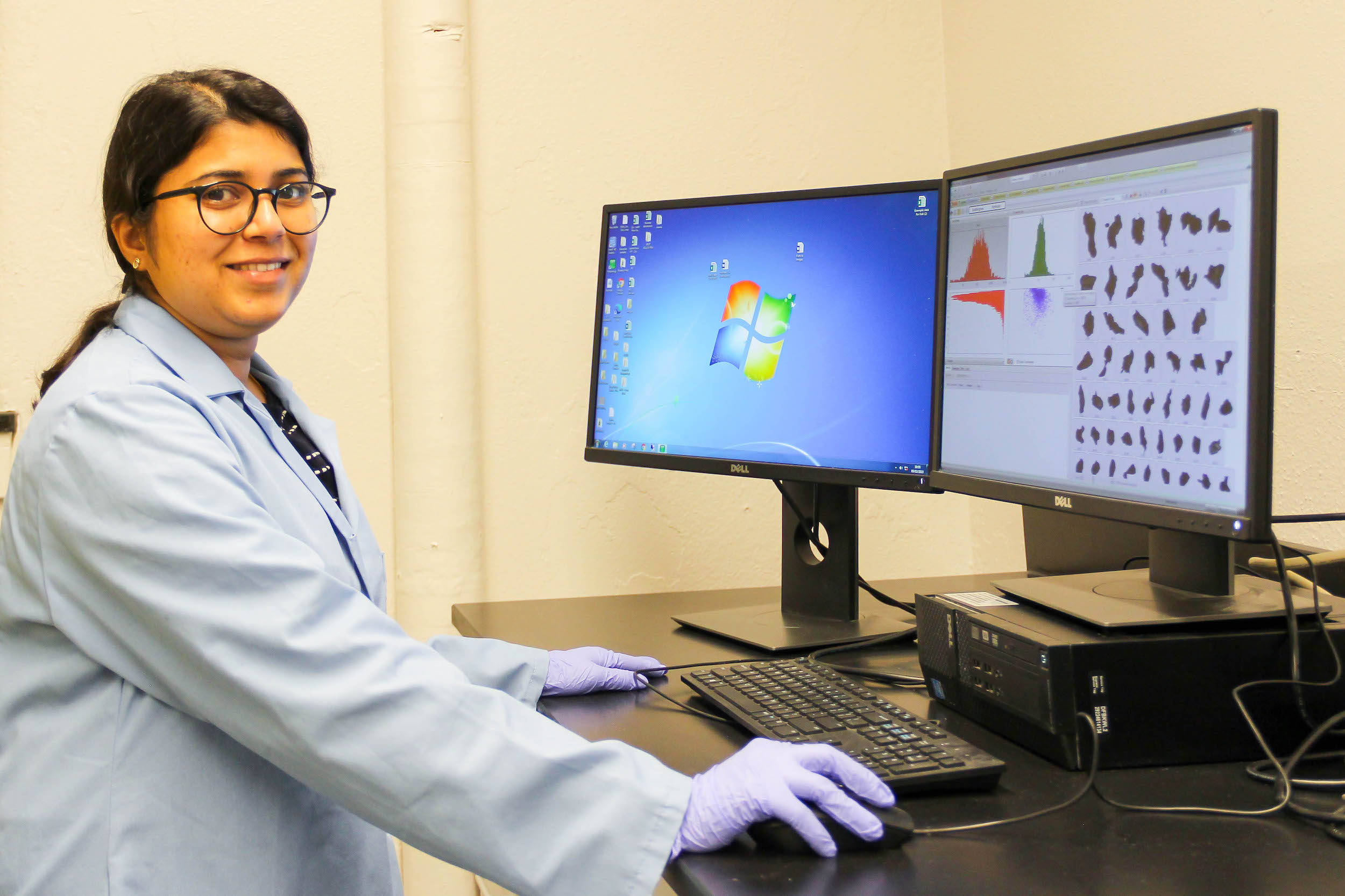 grad student at computer